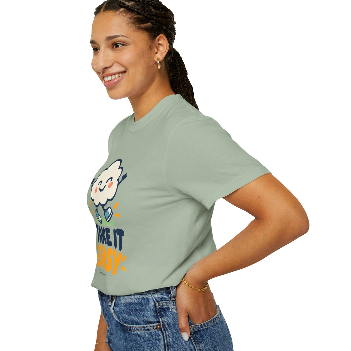 Take It Easy – Happy Cloud Graphic T-Shirt | Festora Everyday