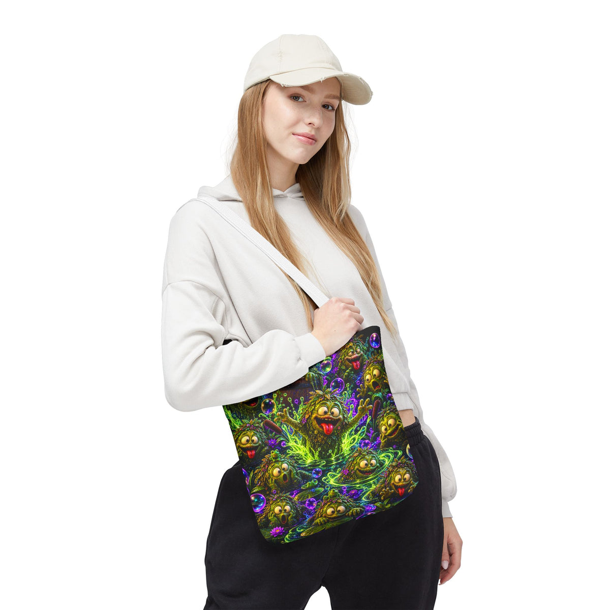 Cosmic Jellyfish Tote Bag – Neon Deep-Sea Galaxy Beach Tote