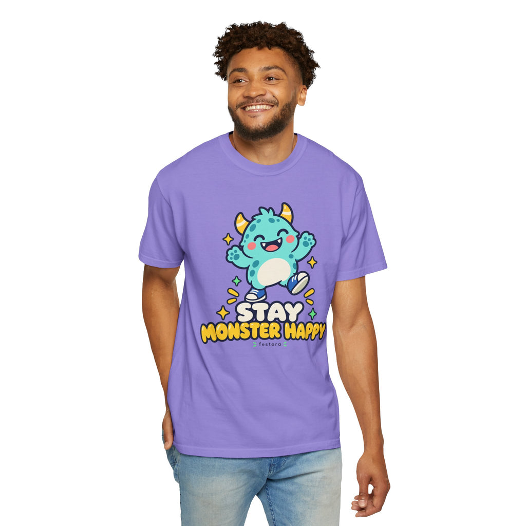 Stay Monster Happy – Cute Monster Graphic T-Shirt