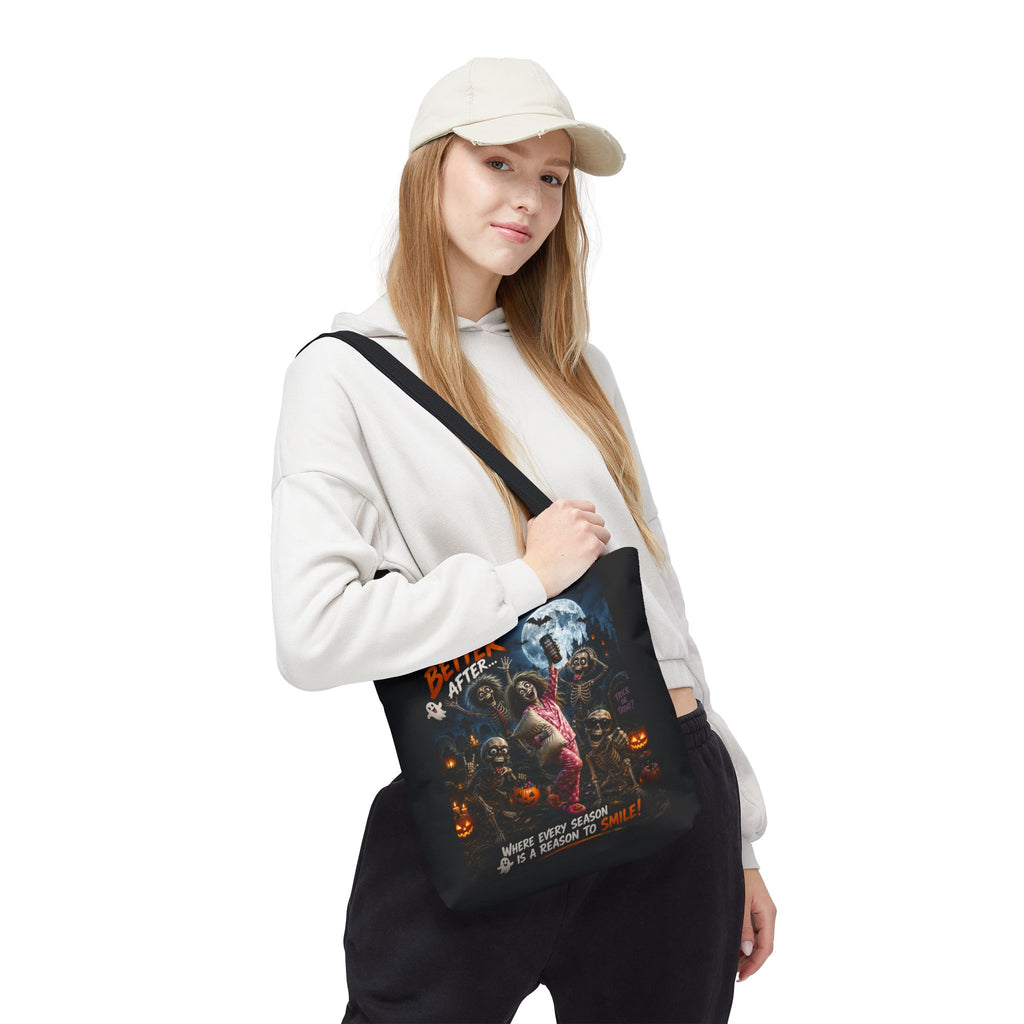 Halloween Horror Tote Bag - "Life's Better After" Trick-or-Treat Pumpkin Design