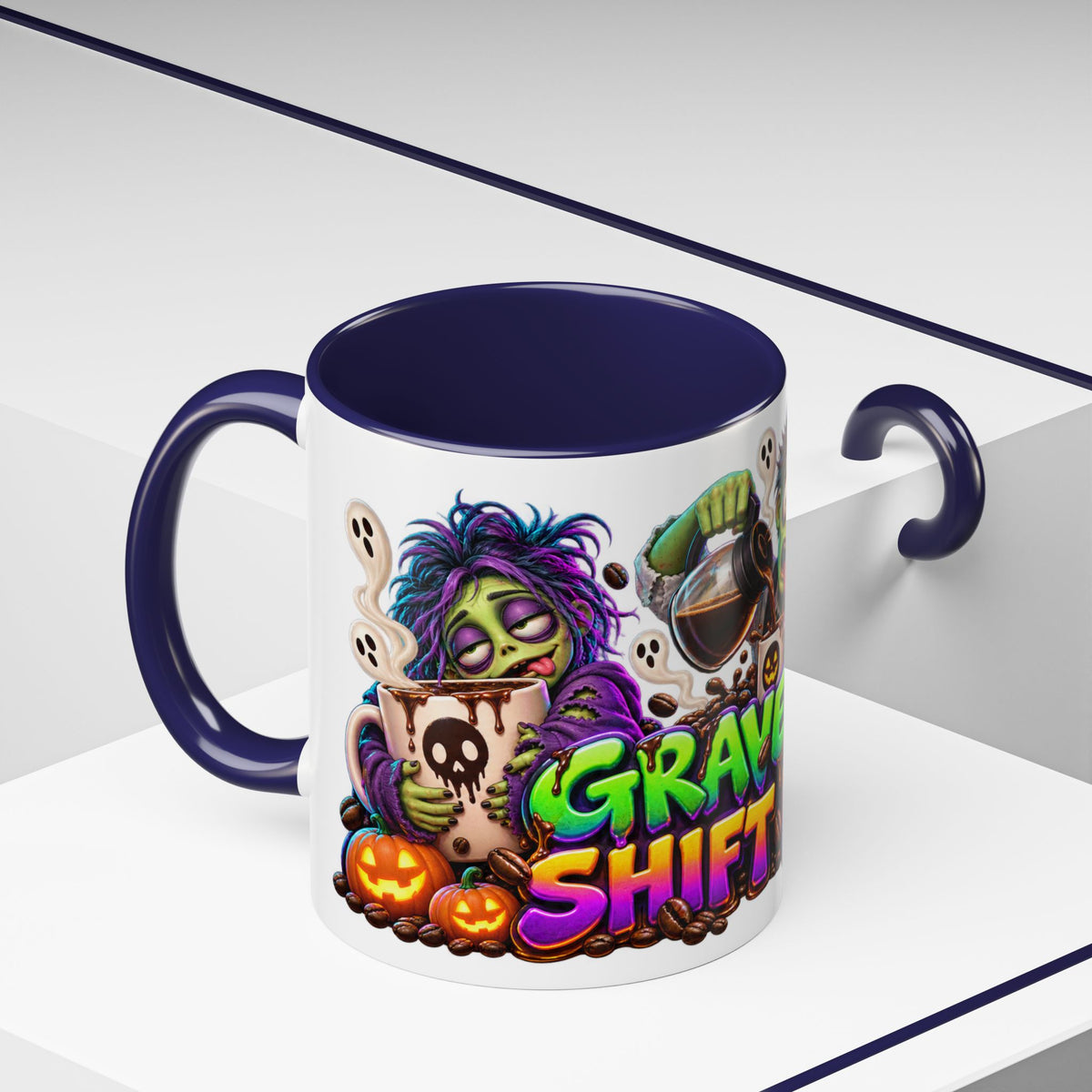 Graveyard Shift Fuel Coffee Zombies Halloween White Mug
