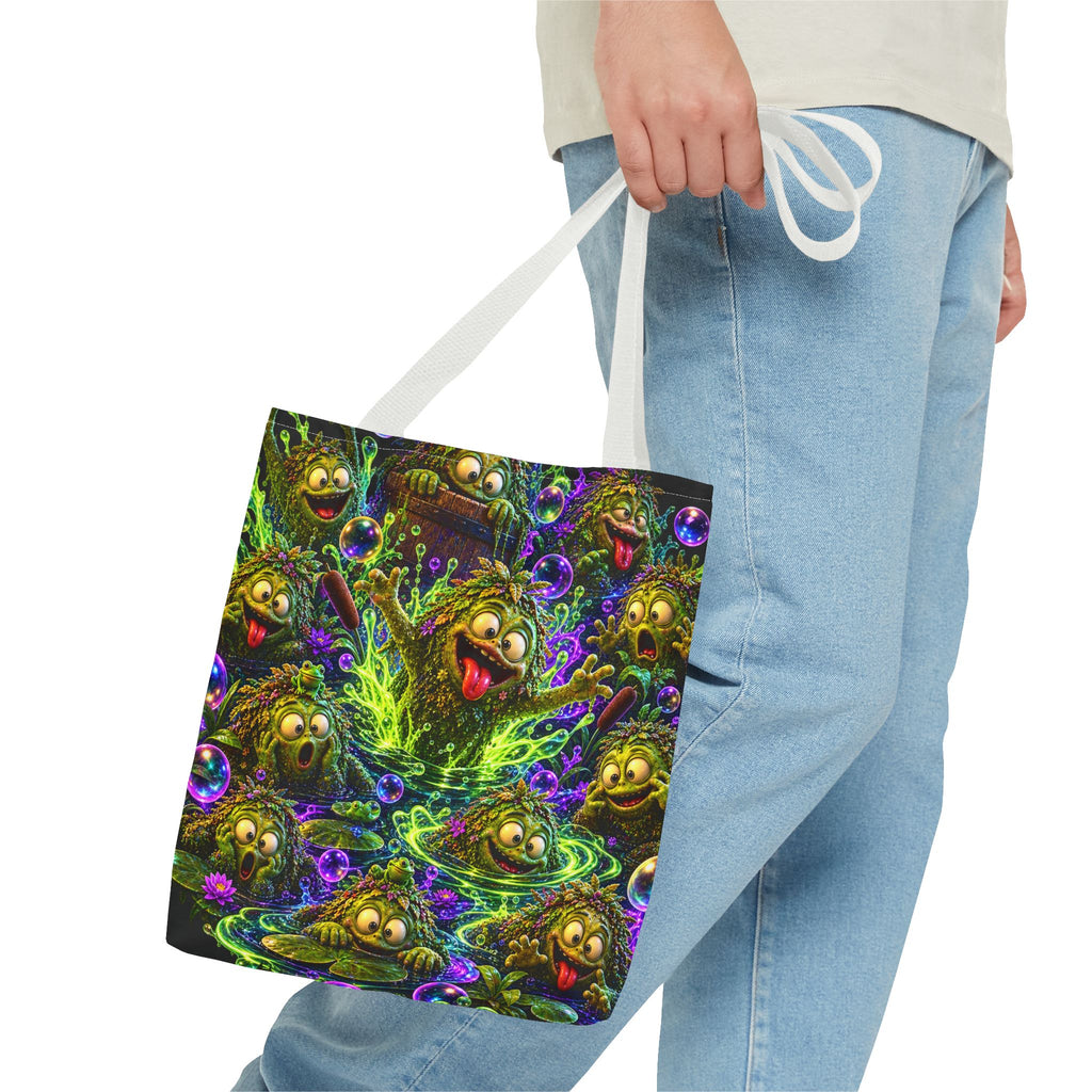 Cosmic Jellyfish Tote Bag – Neon Deep-Sea Galaxy Beach Tote