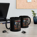 Black Halloween Mug — "Life's Too Short to Be Boring" Spooky Skeleton Rider (11oz/15oz)