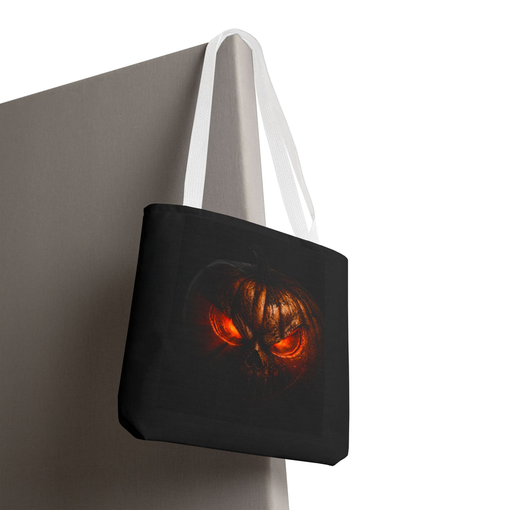 Spider Web Tote Bag — Creepy Red-Eyed Spider Halloween Grocery Tote