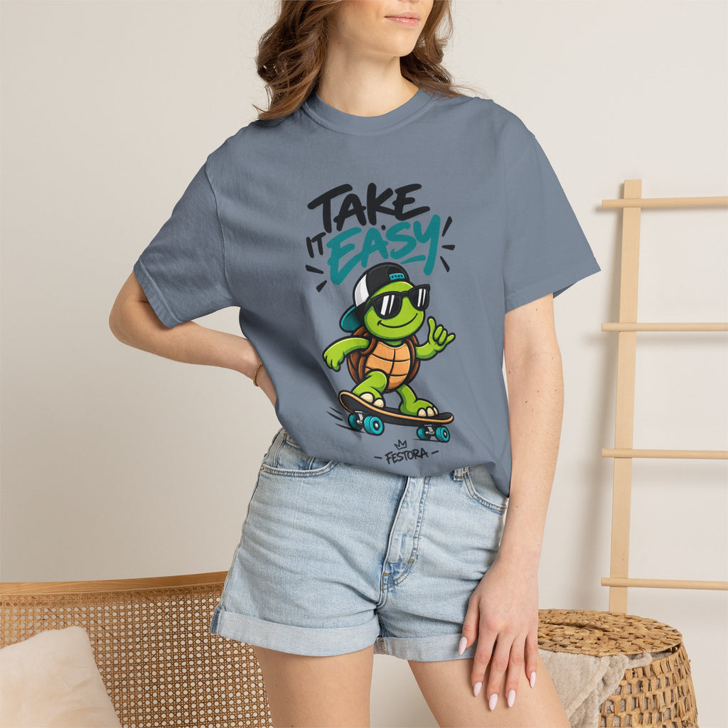 Take It Easy Skate Turtle Graphic T-Shirt | Festora Everyday