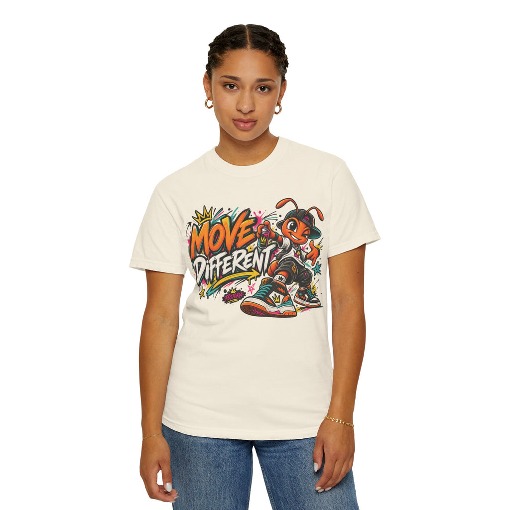 Move Different Graphic T-Shirt — Streetwear Skate Ant Mascot Design