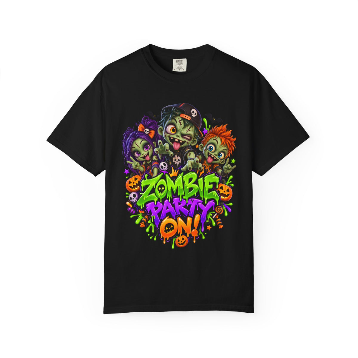 Zombie Party On! – Halloween Zombie Crew Graphic T-Shirt