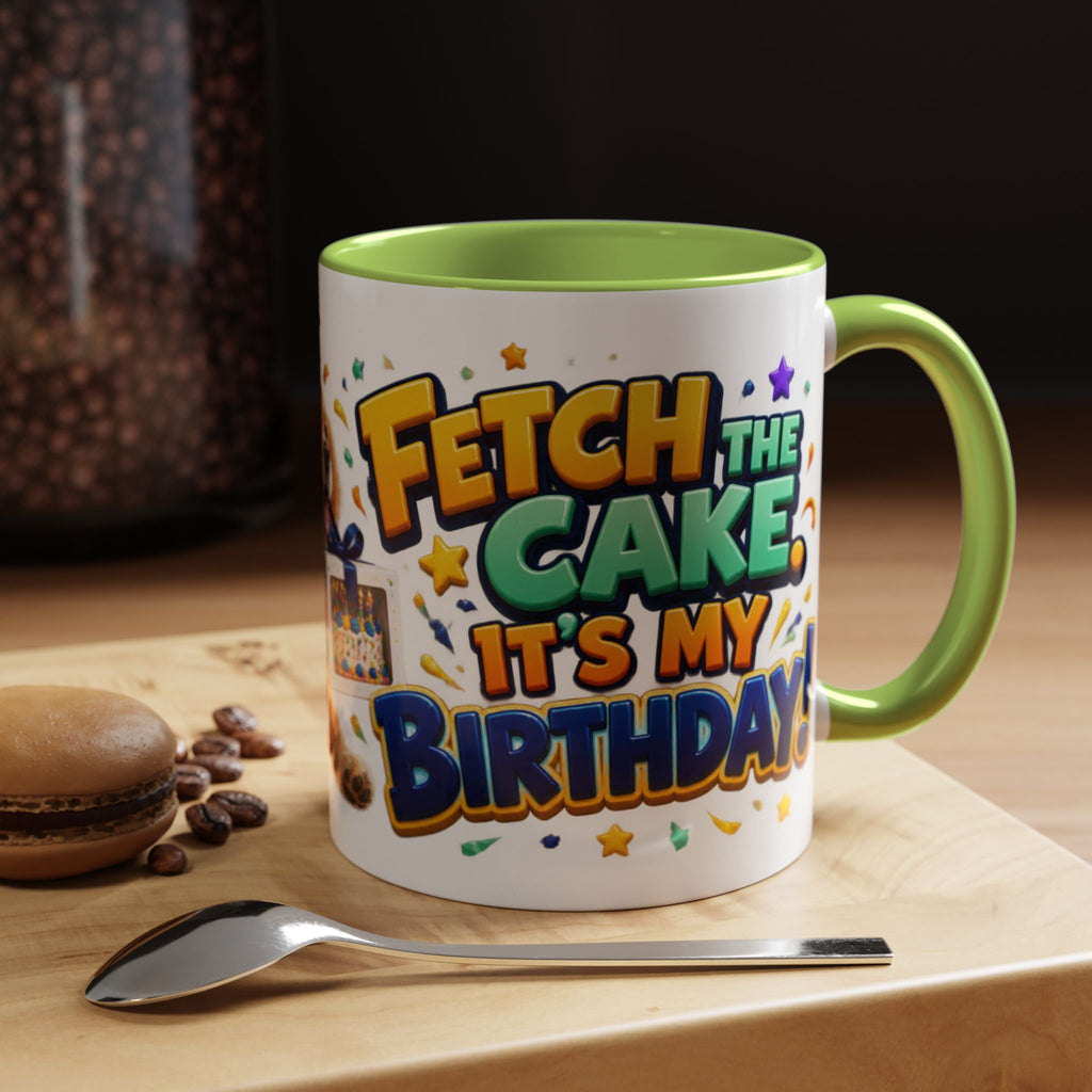 Fetch the Cake Golden Retriever Birthday White Mug