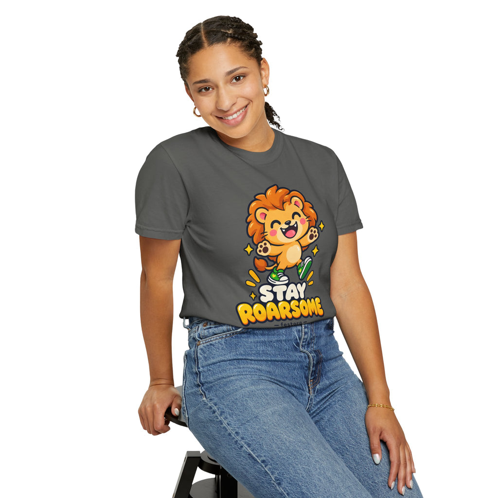 Stay Roarsome – Cute Happy Lion Graphic T-Shirt