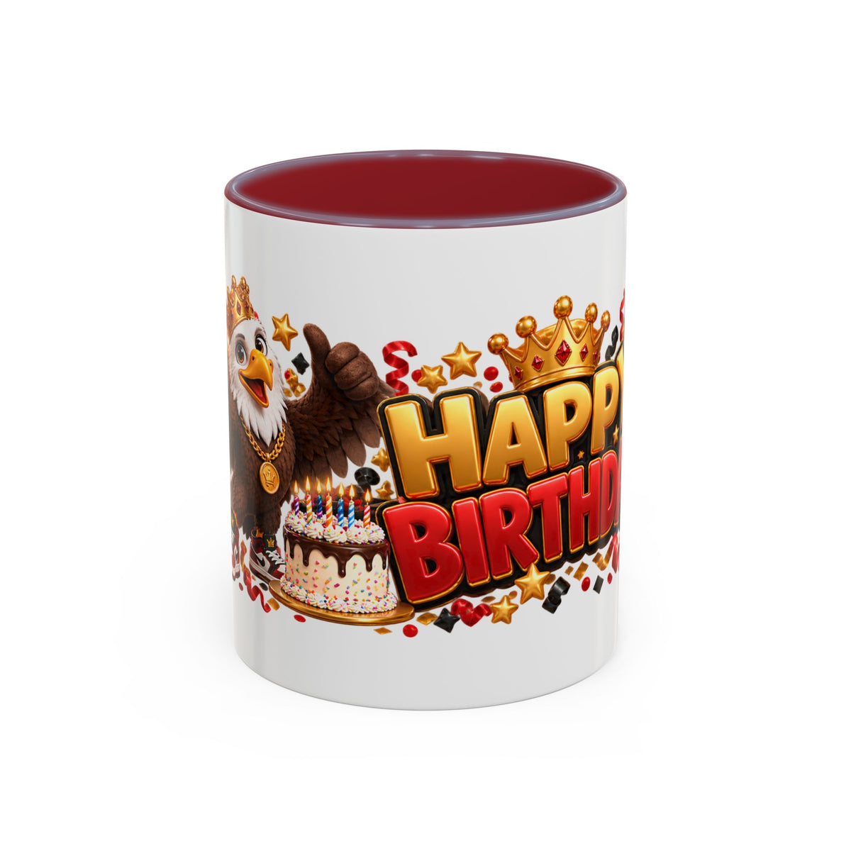 Happy Birthday Eagle Mug – Colorful 3D Birthday Gift – White Coffee Mug
