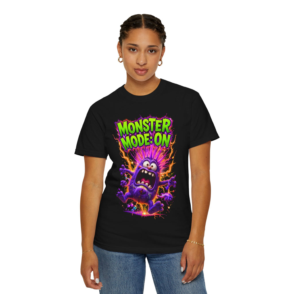Monster Mode: On T‑Shirt - Funny Electric Purple Monster Graphic Tee