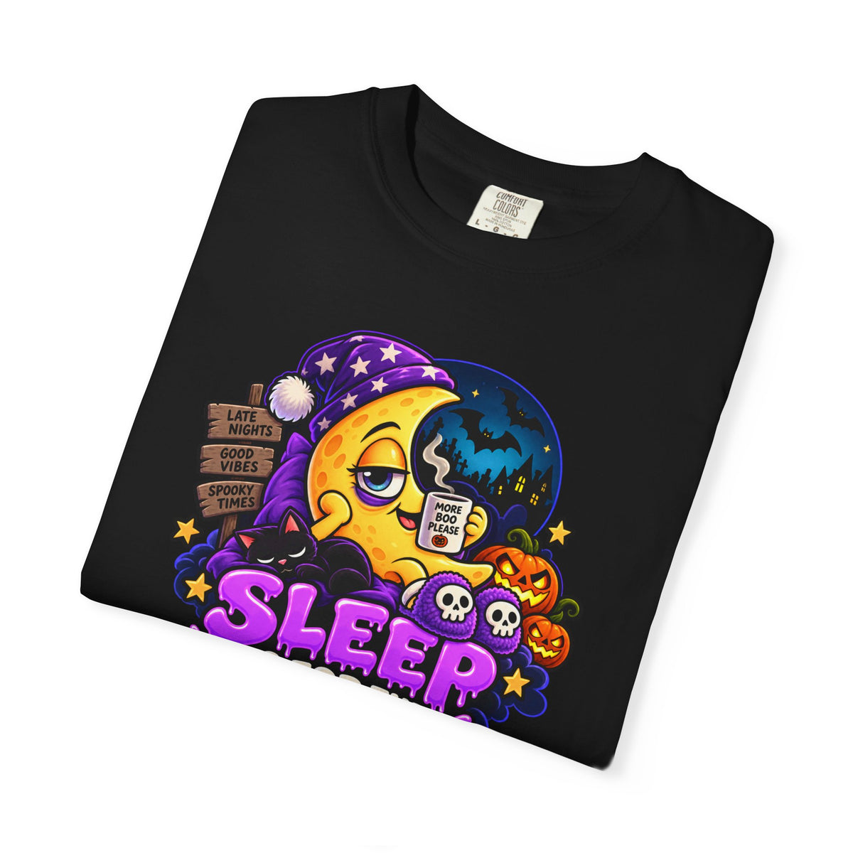 Sleep Is for the Living – Funny Halloween Moon T-Shirt