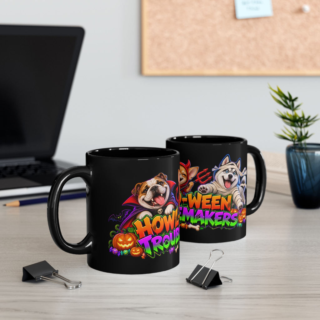 Howl-O-Ween Troublemakers Costume Dogs Halloween Black Mug