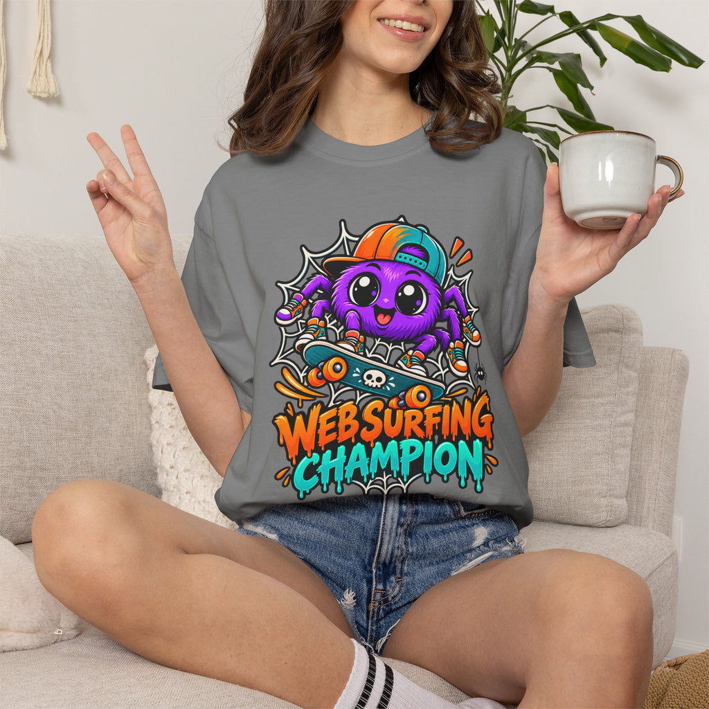 Web Surfing Champion – Cute Halloween Spider T-Shirt