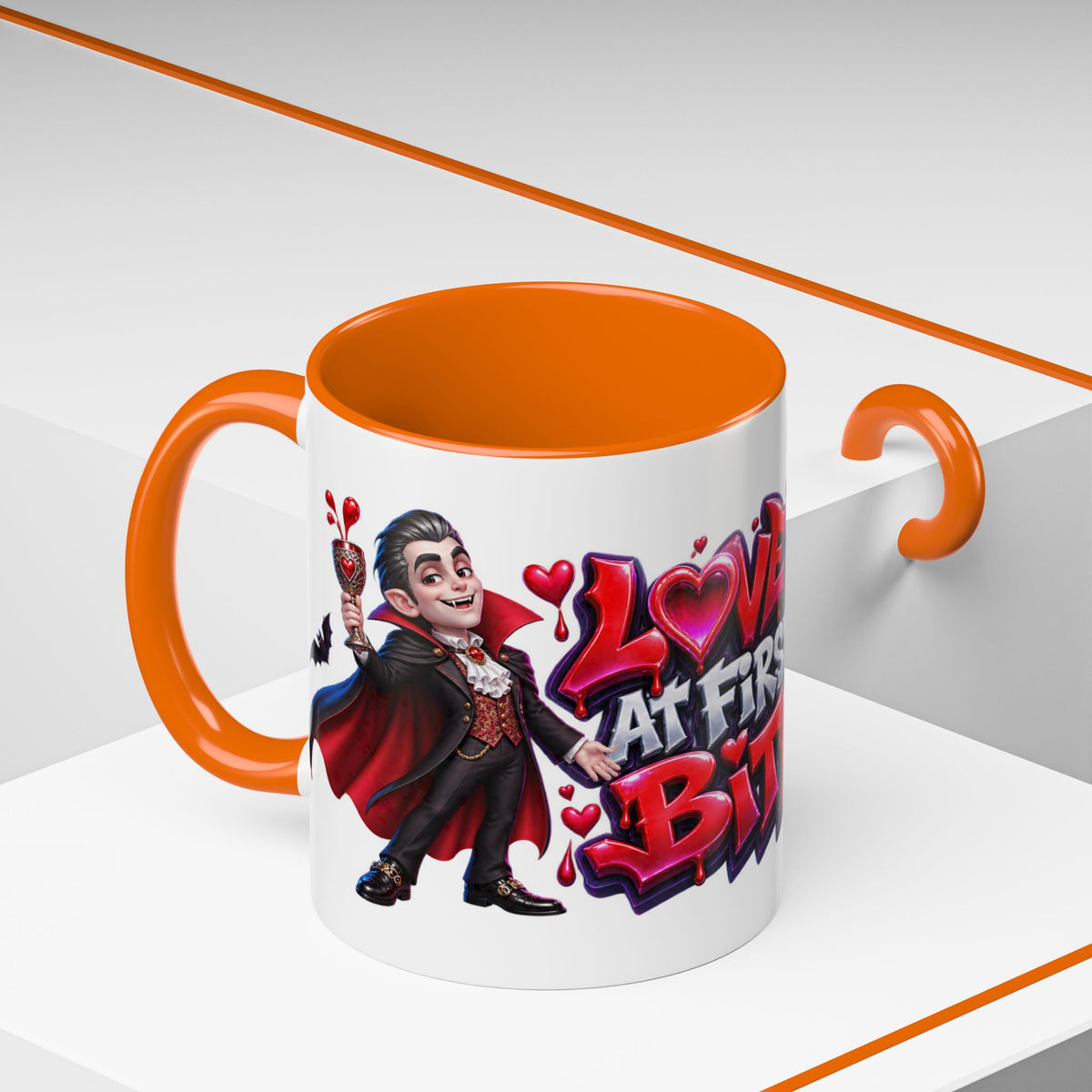 Love at First Bite Funny Vampire Halloween White Mug