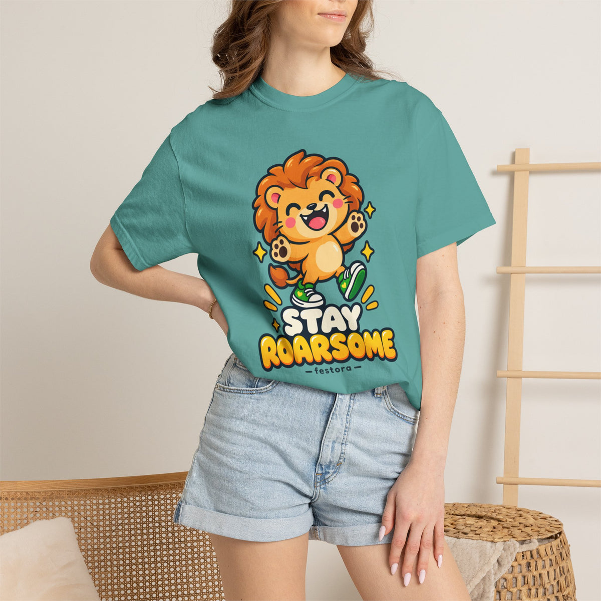 Stay Roarsome – Cute Happy Lion Graphic T-Shirt