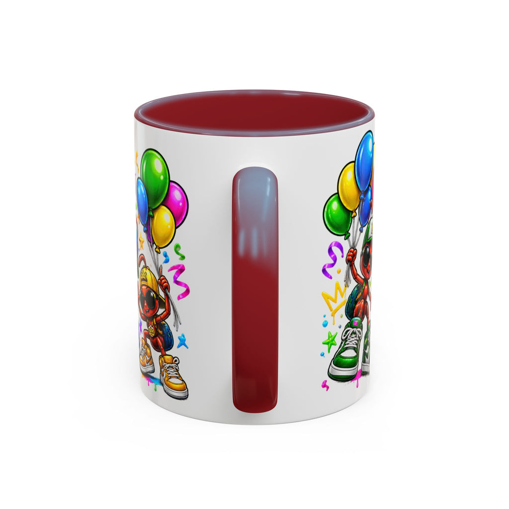 Happy Birthday Accent Coffee Mug - Colorful Graffiti Party Design (11 oz)