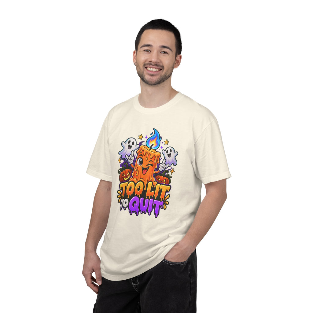 Too Lit to Quit – Funny Halloween Candle T-Shirt