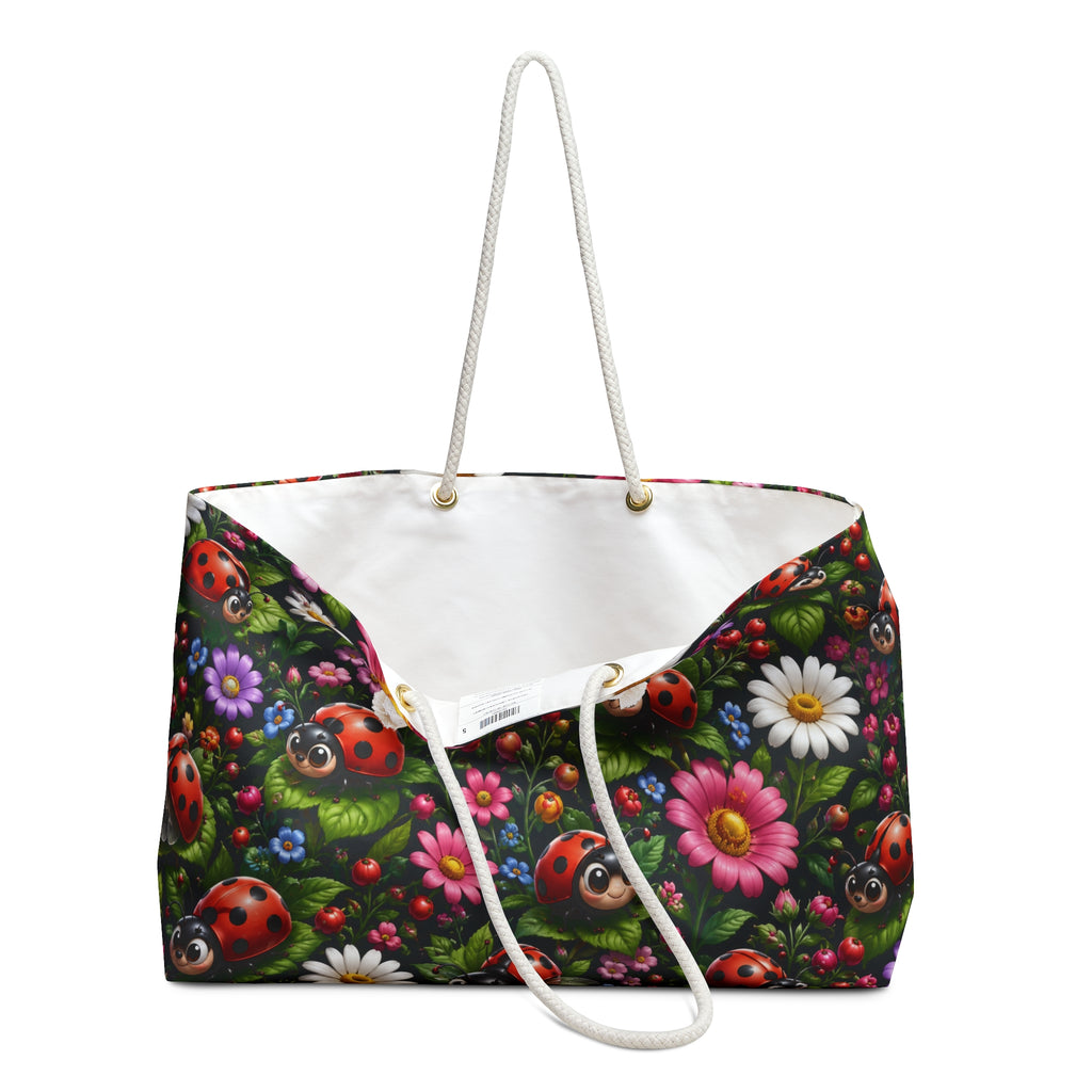 Ladybug Floral Weekender Bag — Cute Garden Travel Tote