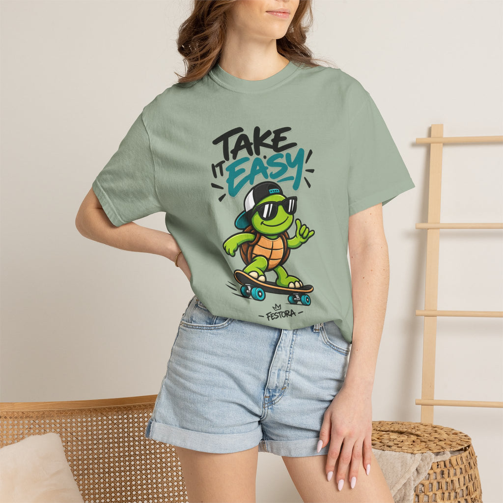 Take It Easy Skate Turtle Graphic T-Shirt | Festora Everyday
