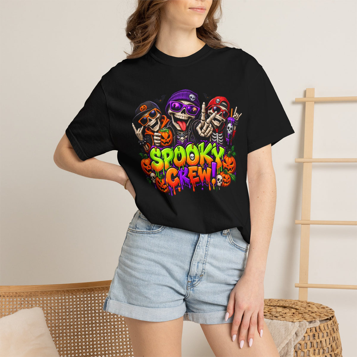 Spooky Crew Halloween T-Shirt – Funny Skeleton Graphic Tee