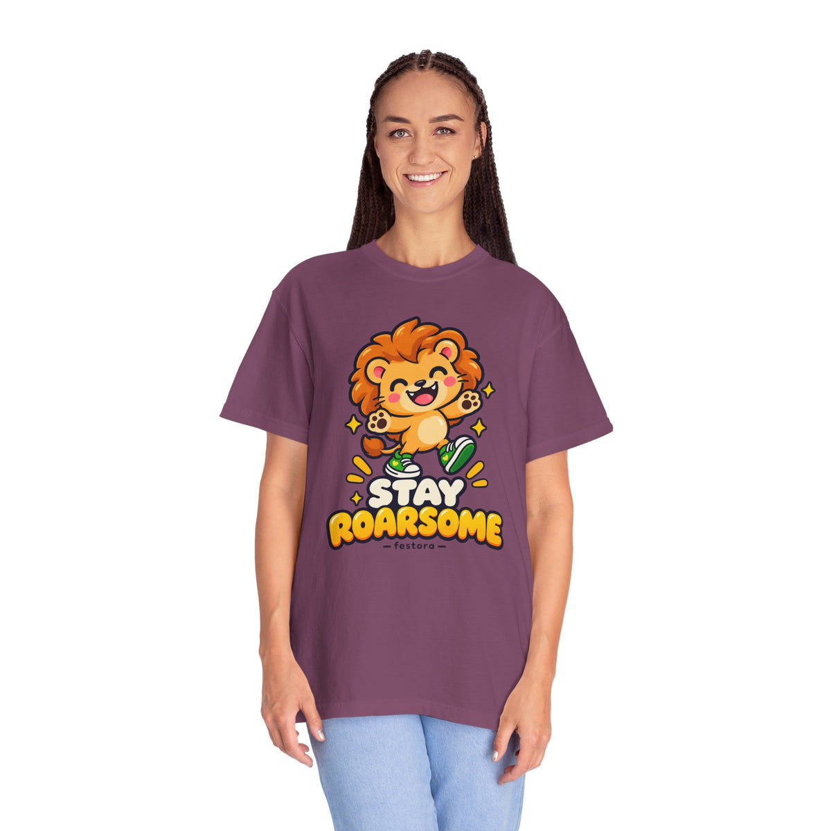 Stay Roarsome – Cute Happy Lion Graphic T-Shirt