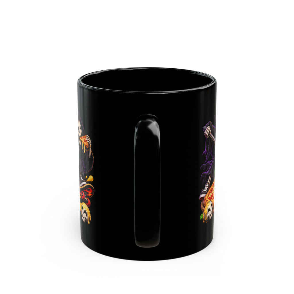 Slice to Meet You Funny Grim Reaper Pizza Halloween Black Mug