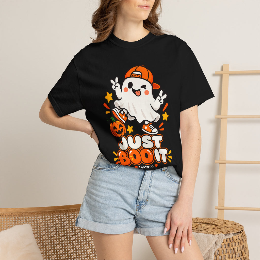 Just Boo It Halloween T-Shirt | Cute Skater Ghost Graphic Tee