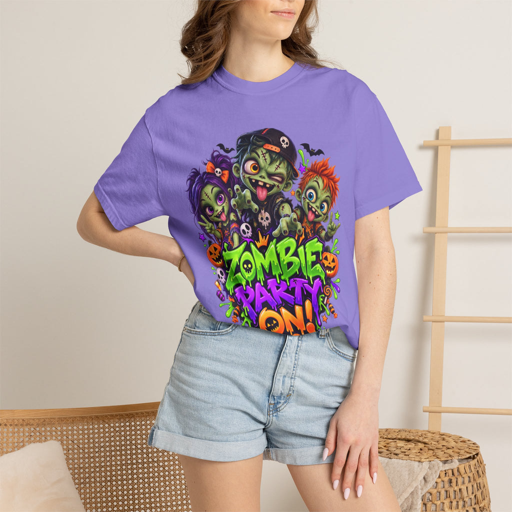 Zombie Party On! – Halloween Zombie Crew Graphic T-Shirt