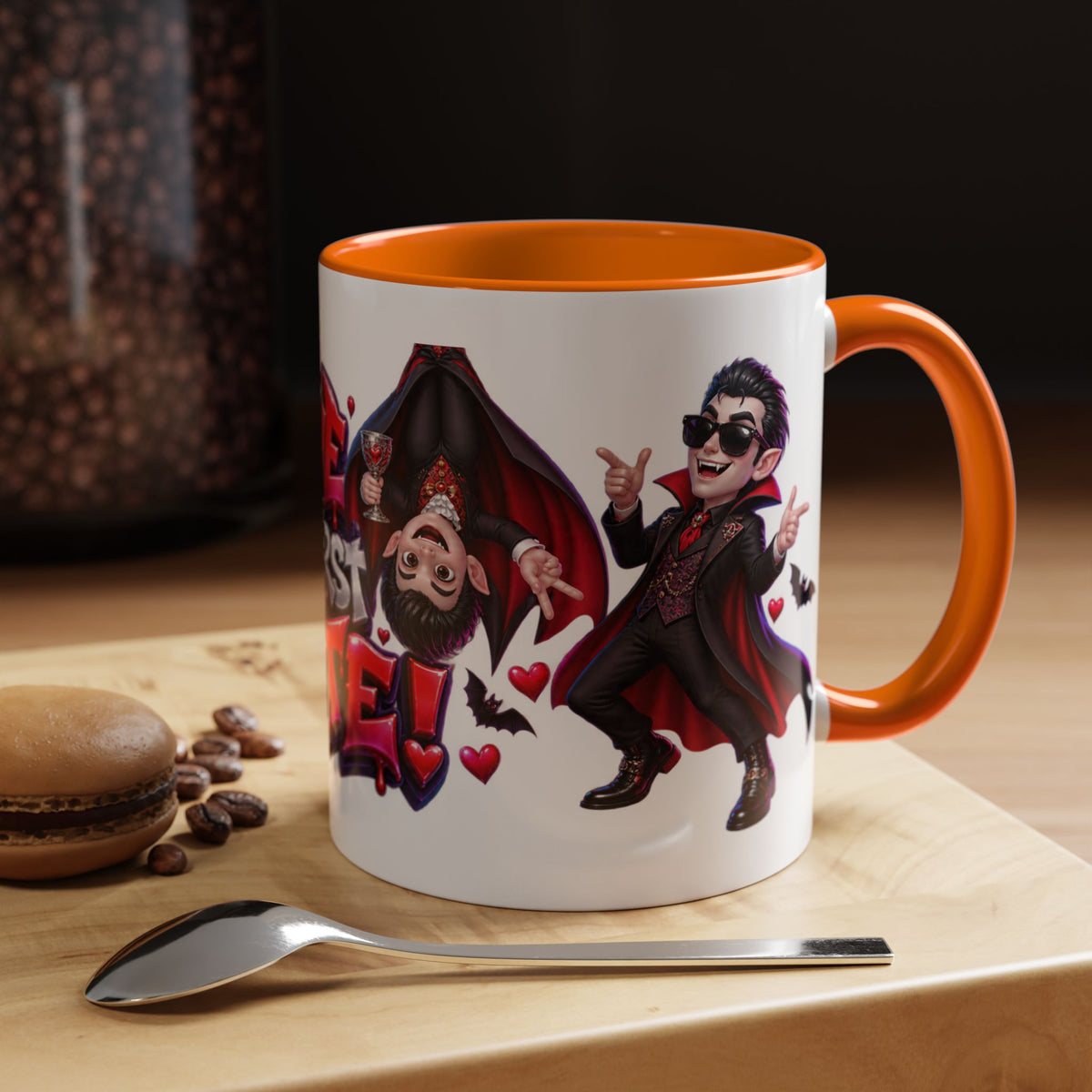 Love at First Bite Funny Vampire Halloween White Mug