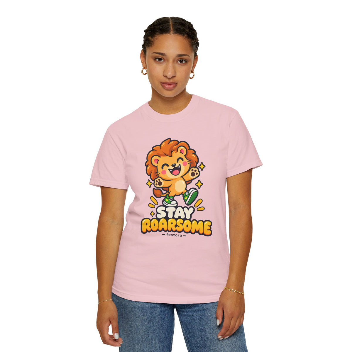 Stay Roarsome – Cute Happy Lion Graphic T-Shirt