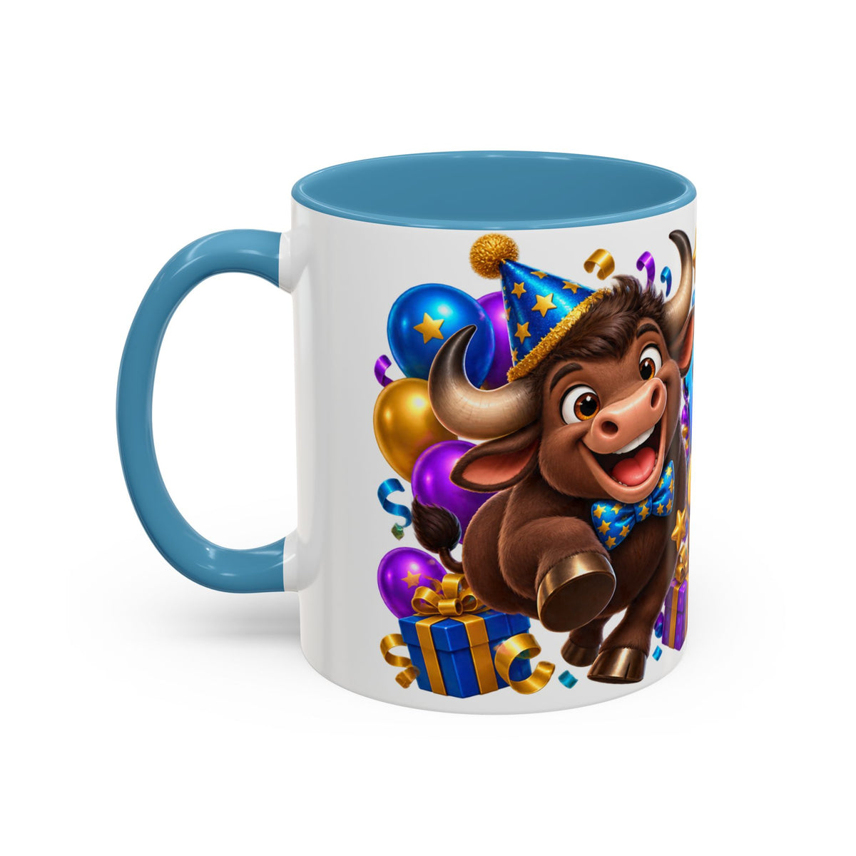 Birthday Stampede White Mug – Cute Buffalo Birthday Cup, Colorful Fun Party Gift