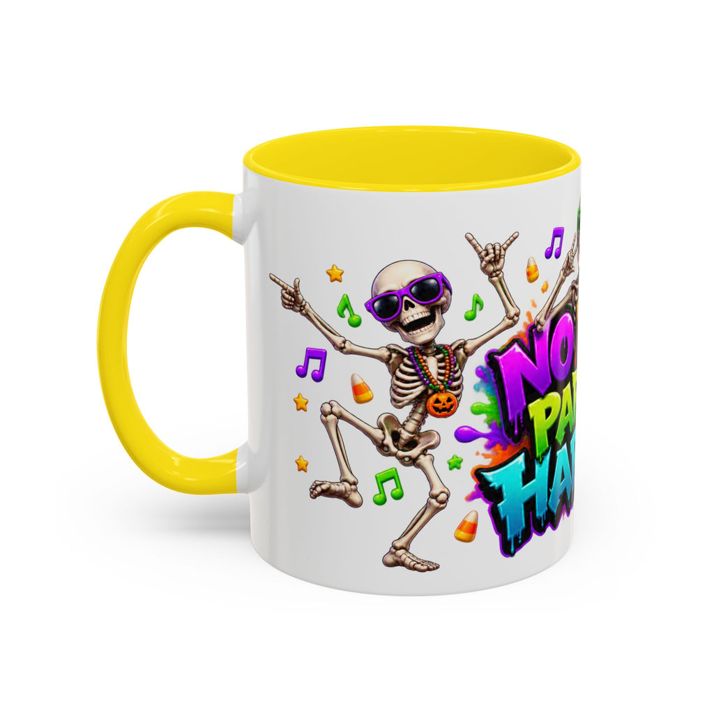 No Body Parties Harder Halloween Skeleton Party White Mug
