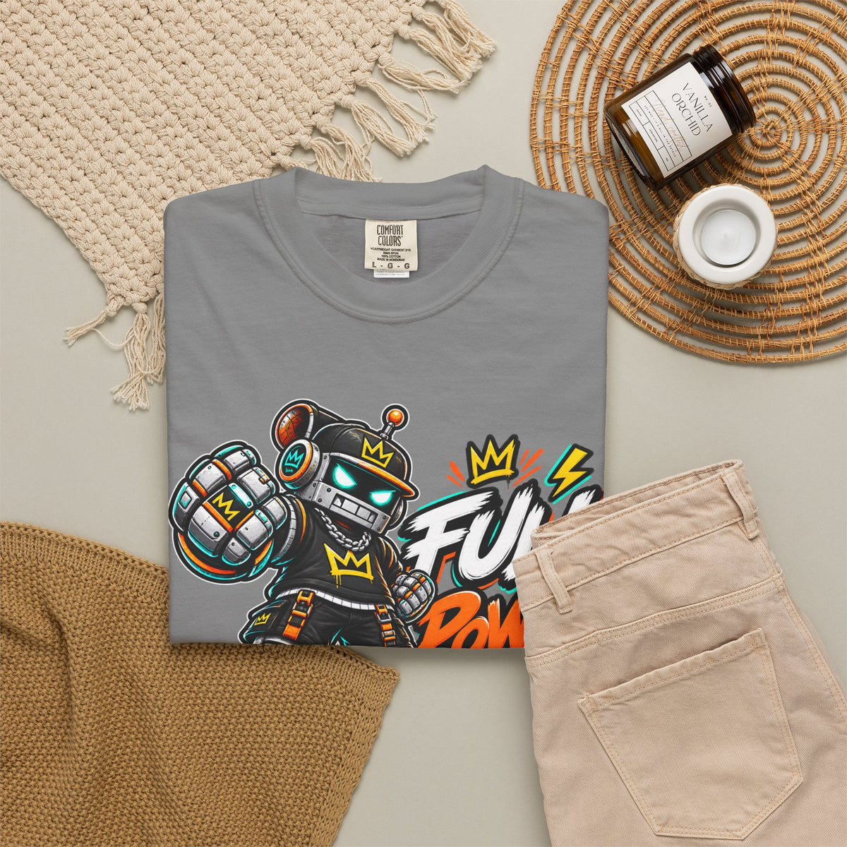 Full Power Robot Graphic T-Shirt — Retro Streetwear Tee