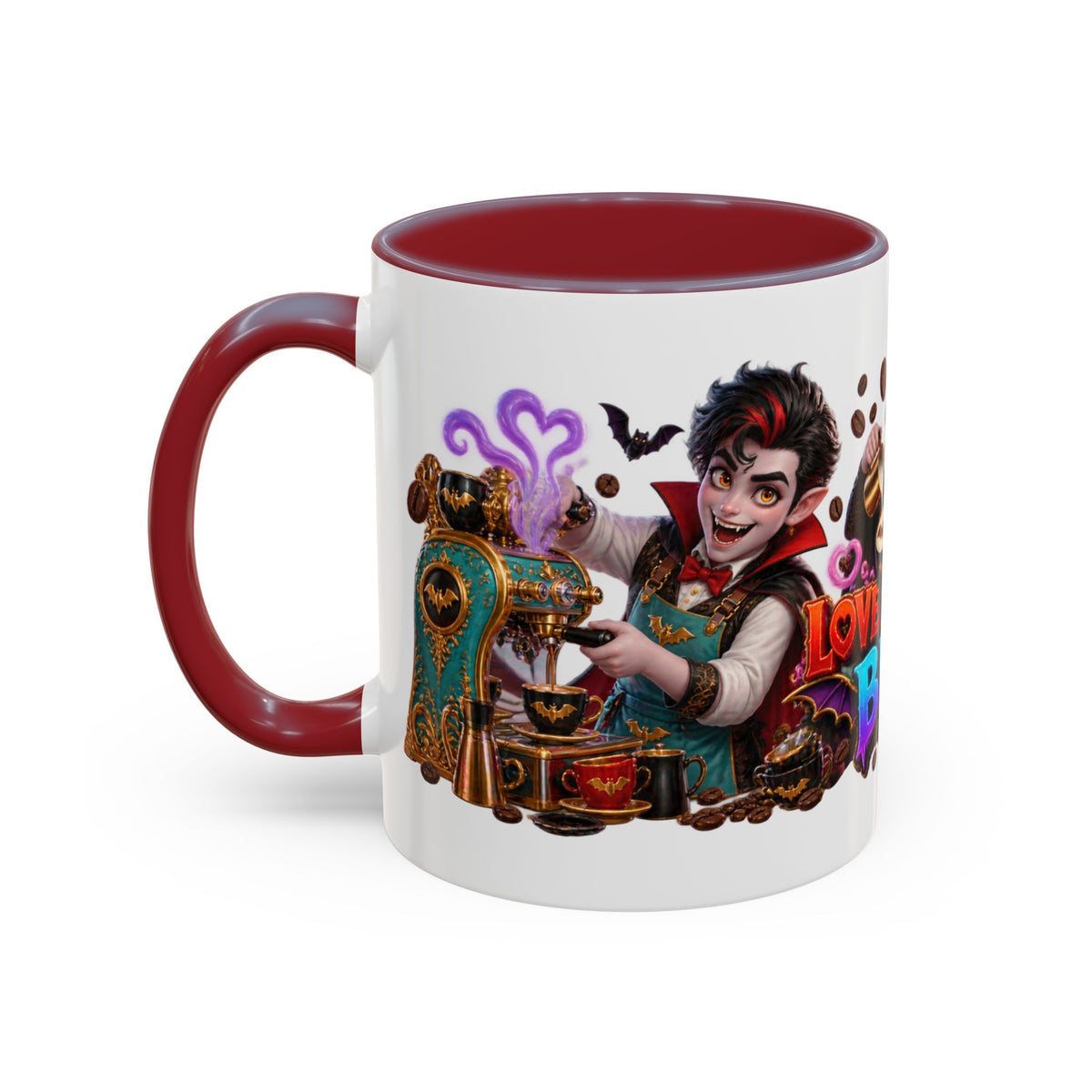 Love at First Bite Vampire Barista Halloween White Mug