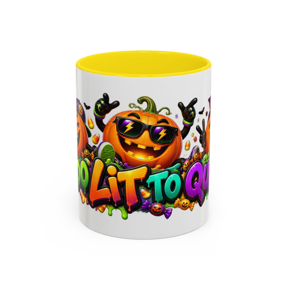 Too Lit to Quit Halloween Pumpkin Party White Mug