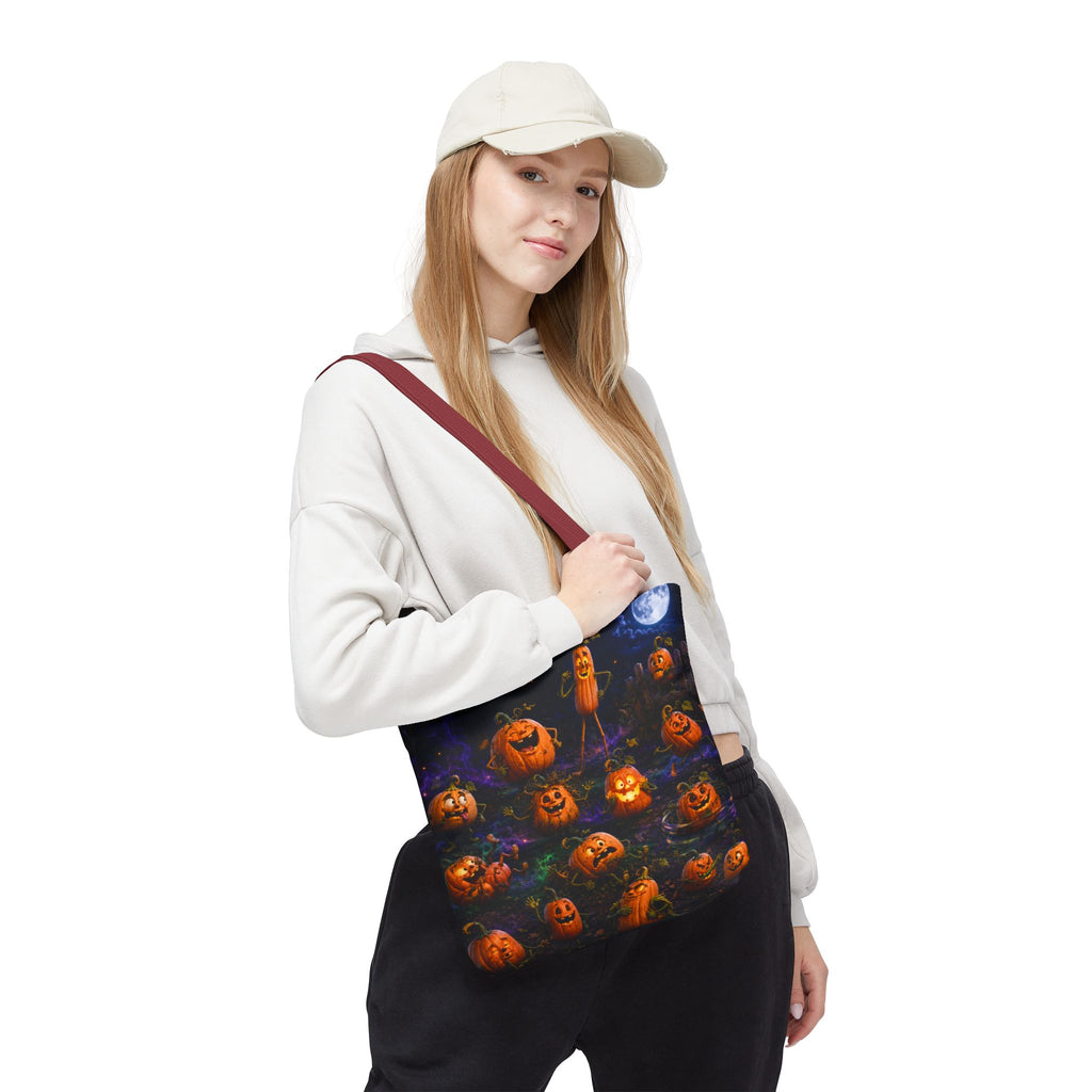 Halloween Pumpkin Patch Tote Bag — Spooky Jack-o'-Lantern All-Over Print