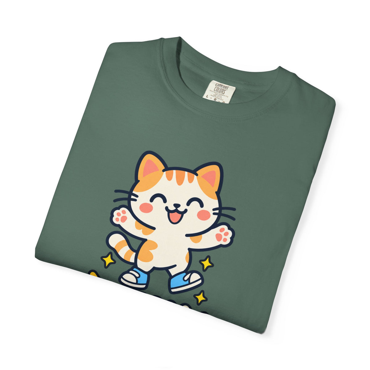 Stay Pawsitive – Cute Happy Cat Graphic T-Shirt