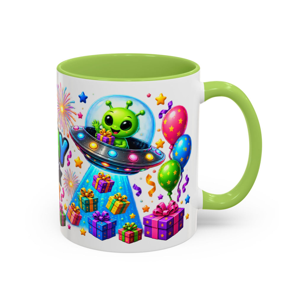 Happy Birthday Alien Coffee Mug — Colorful Galactic Birthday Wishes