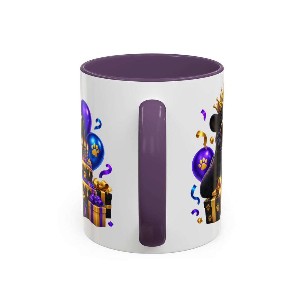 Black Panther Happy Birthday Mug – Purple Blue & Gold Birthday Gift – FestoraShop White Coffee Mug