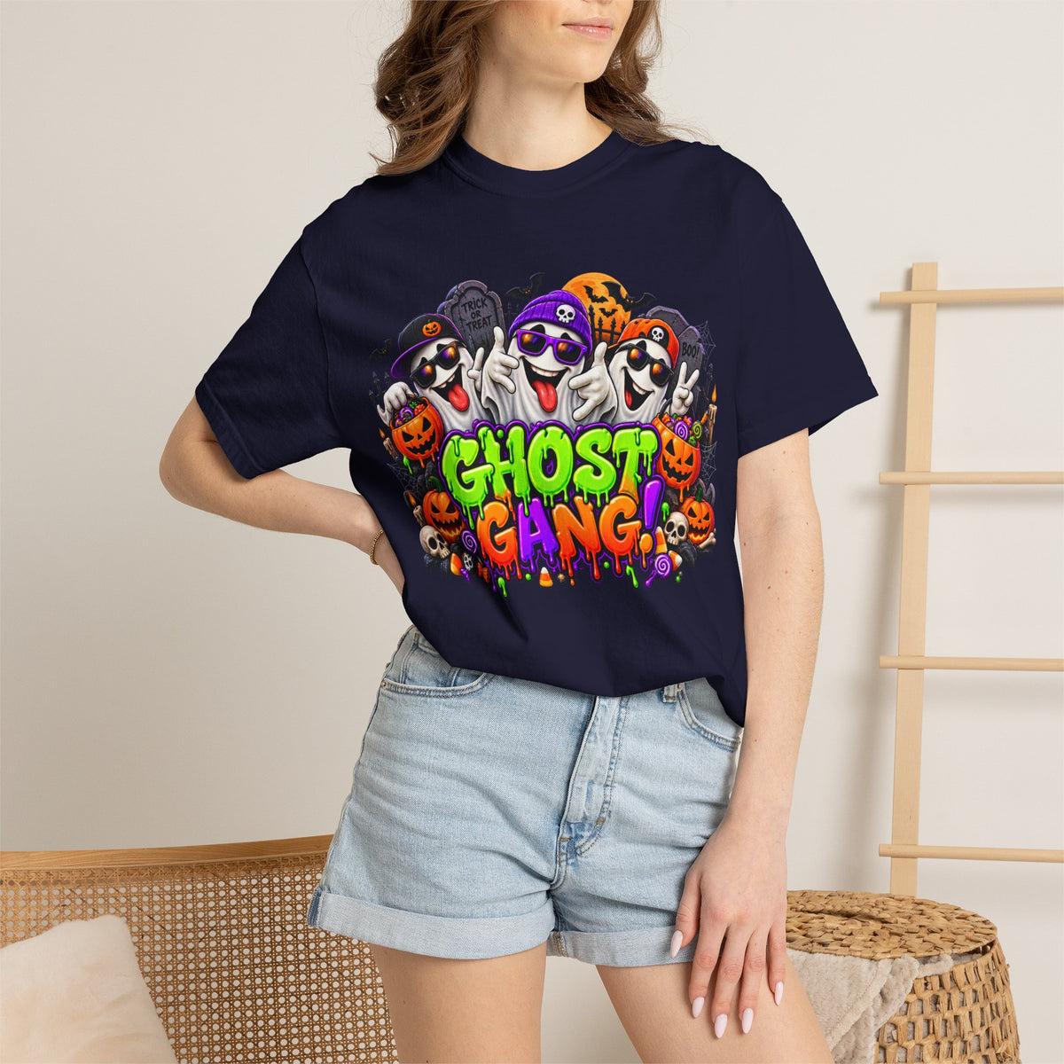Ghost Gang Halloween T-Shirt – Funny Colorful Ghost Graphic Tee