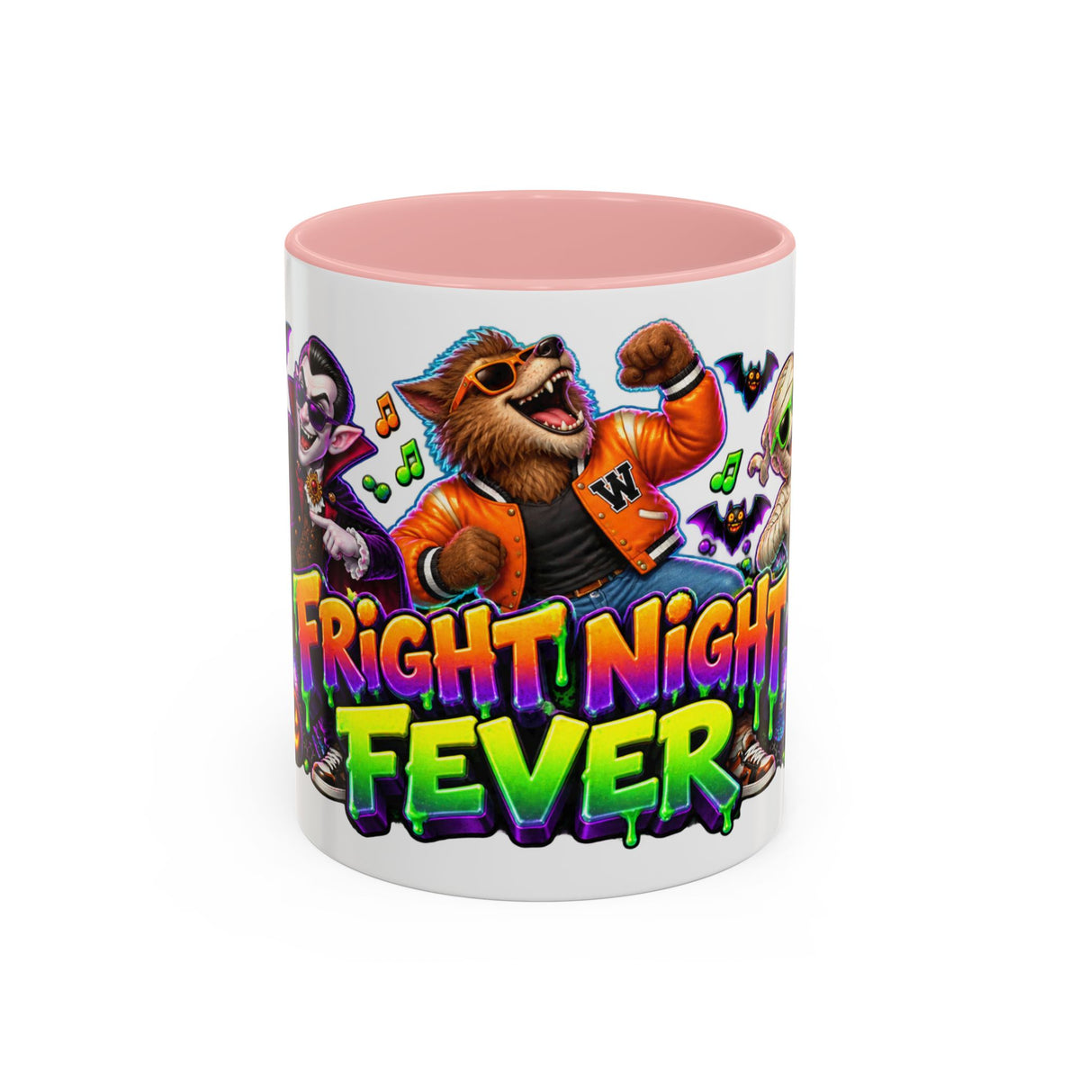 Fright Night Fever Dancing Monsters Halloween White Mug
