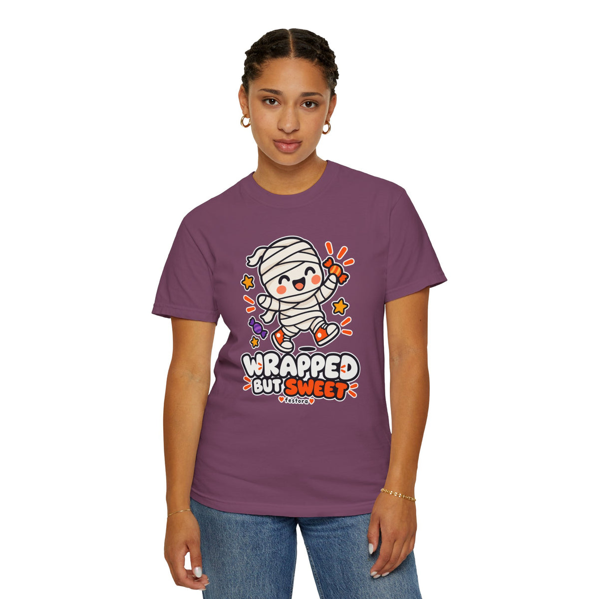 Wrapped but Sweet Halloween T-Shirt | Cute Mummy Graphic Tee