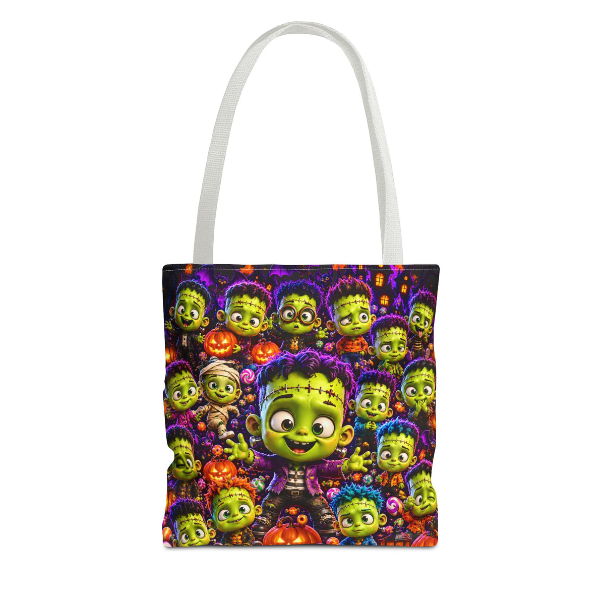 FestoraShop Funny Frankis Halloween Tote Bag - Cute 3D Monsters & Pumpkins