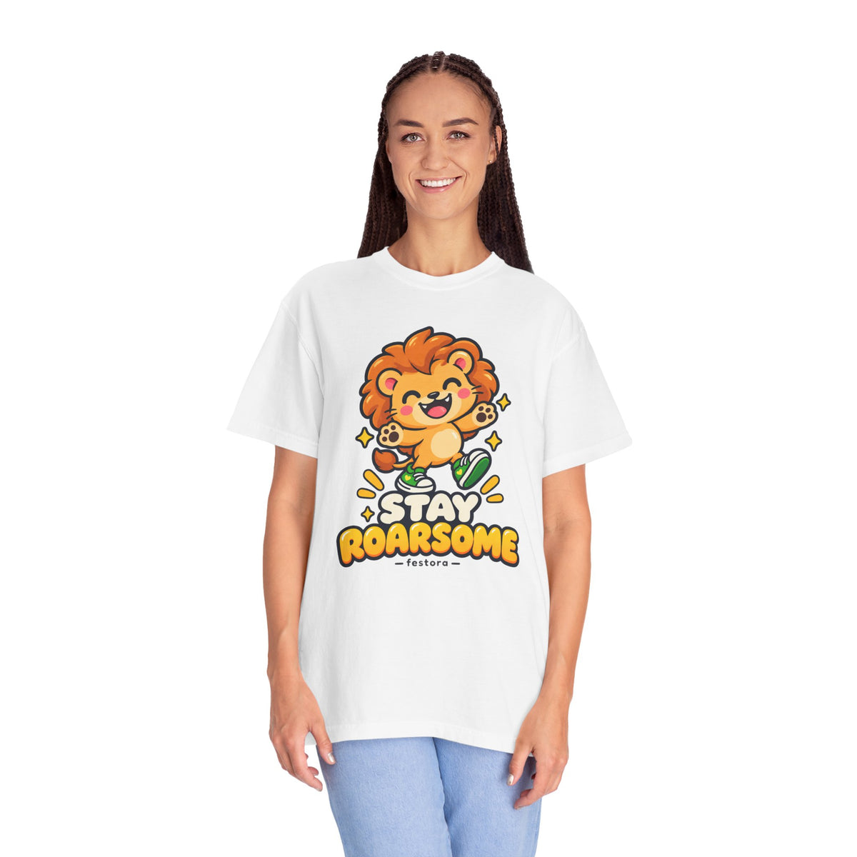 Stay Roarsome – Cute Happy Lion Graphic T-Shirt