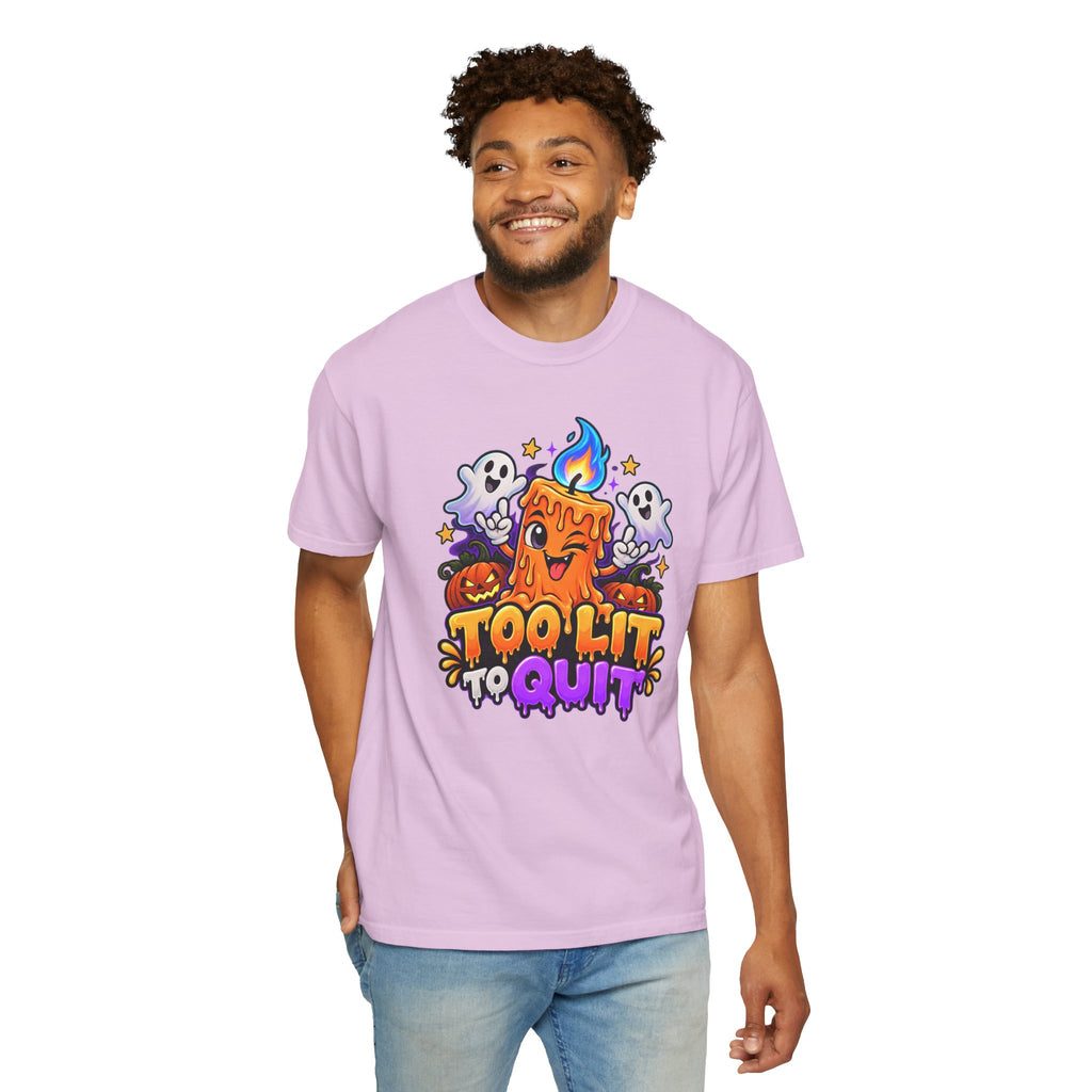 Too Lit to Quit – Funny Halloween Candle T-Shirt