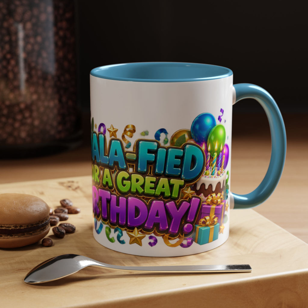 Koala-Fied for a Great Birthday White Mug – Cute Koala Birthday Cup, Colorful Fun Party Gift