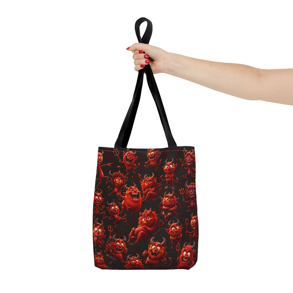 Funny Red Devils Tote Bag - Cute Mischievous Demon All-Over Print