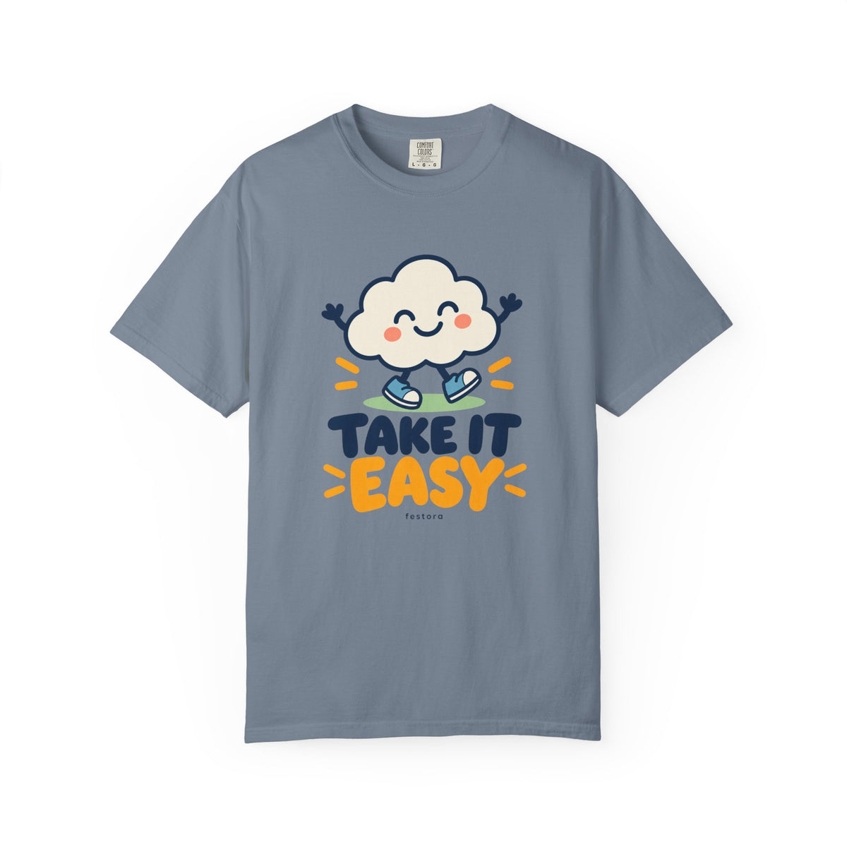 Take It Easy – Happy Cloud Graphic T-Shirt | Festora Everyday