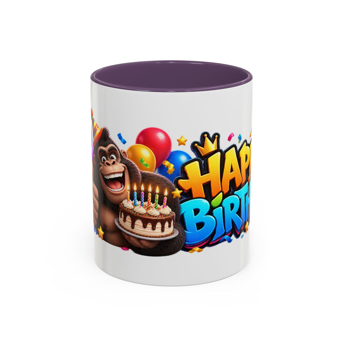 Gorilla Happy Birthday Mug - Colorful 3D Celebration Design